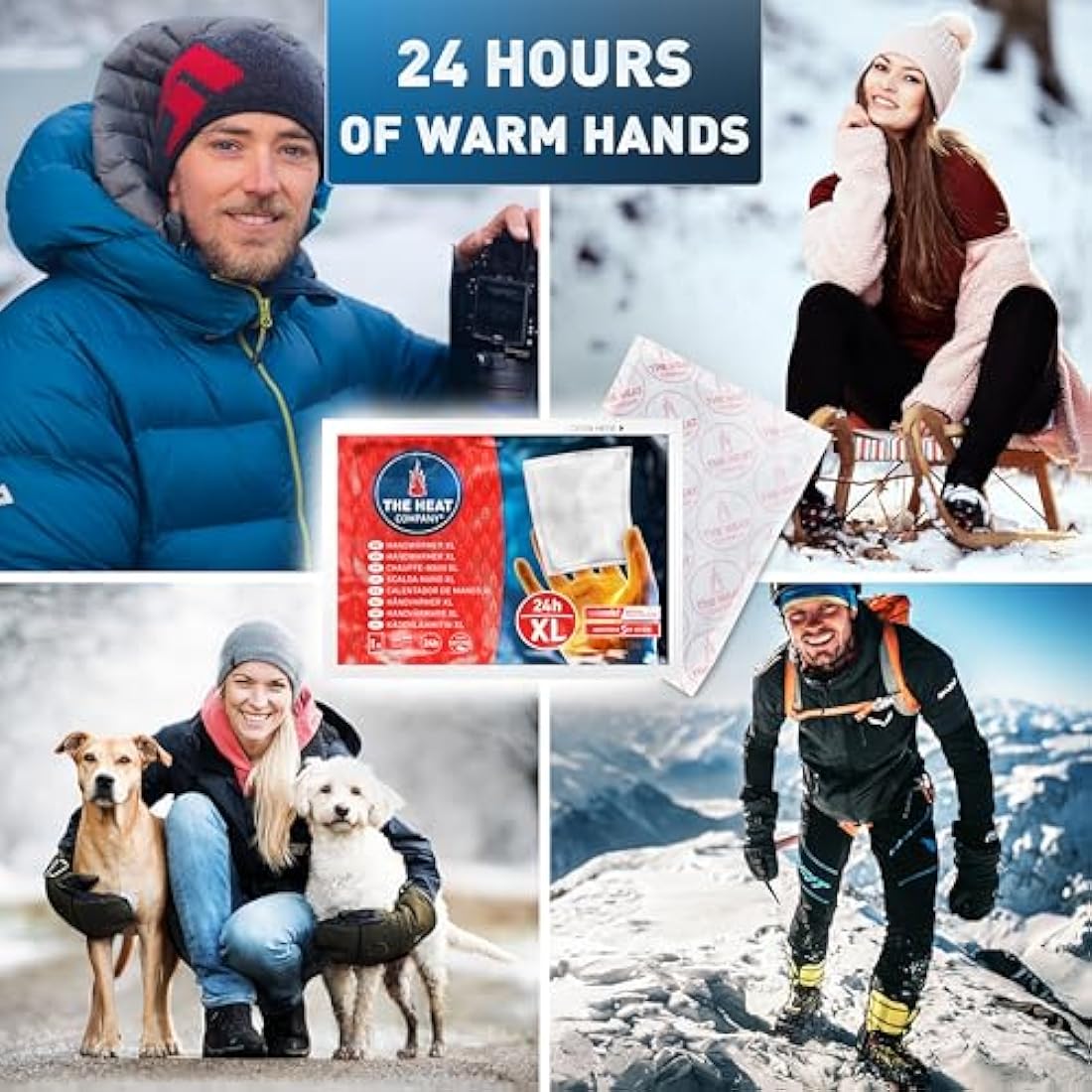 THE HEAT COMPANY Handwarmer XL - 10, 20 or 40 Pieces - EXTRA WARM - XL Hand Heat Pad - 24 Hours Warm Hands - Instant Heat - Air Activated - Purely Natural