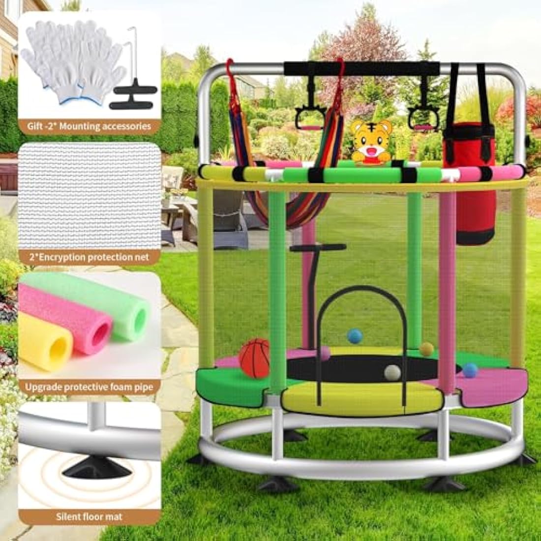 Trampoline for Kids, Adjustable Baby Toddler Trampoline