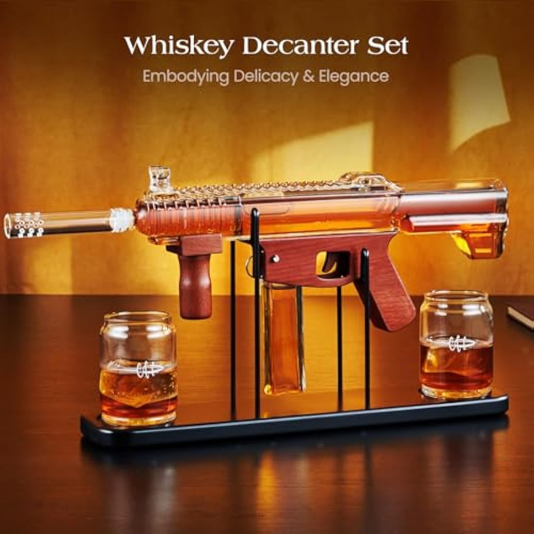 Gifts for Men Dad, Kollea Gun Whiskey Decanter Set-Limited Edition, Liquor Decanter with Bullet Shot Glass, Cool Anniversary Birthday Gift for Him Husband, Military Present for Home Bar Drinking