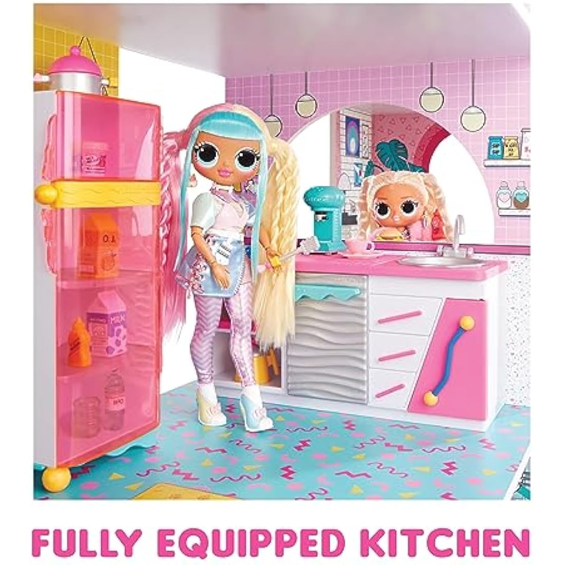 L.O.L. Surprise OMG Fashion House Playset with 85+ Surprises - Real Wood Doll House with Pool, Spiral Slide, Rooftop Patio, Cinema, Transforming Furniture, and more - Great for Kids Ages 4+
