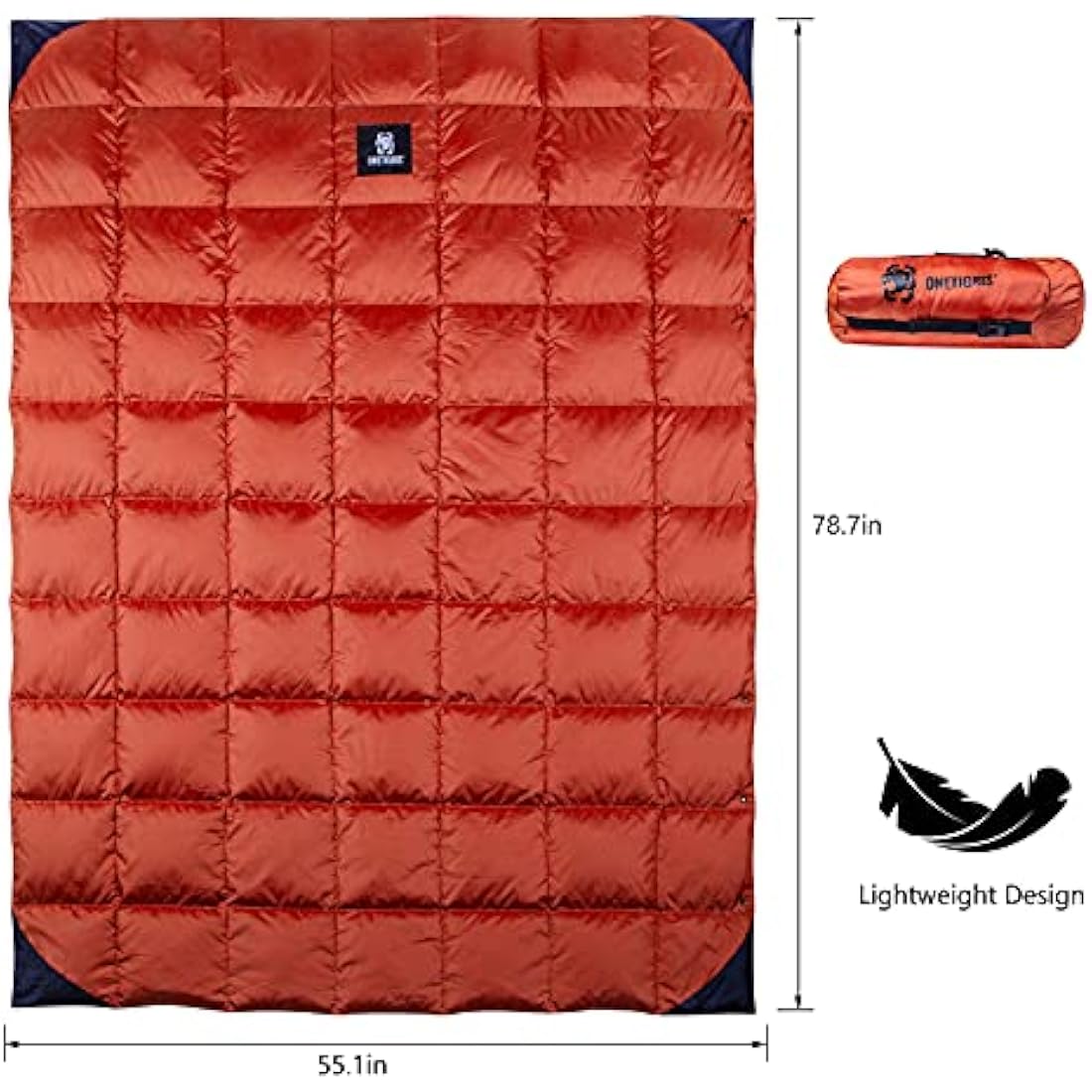 OneTigris Down Camping Blanket for Cold Weather Packable Puffy Backpacking Lightweight Quilt Hiking Gardening Travel Beach Picnic