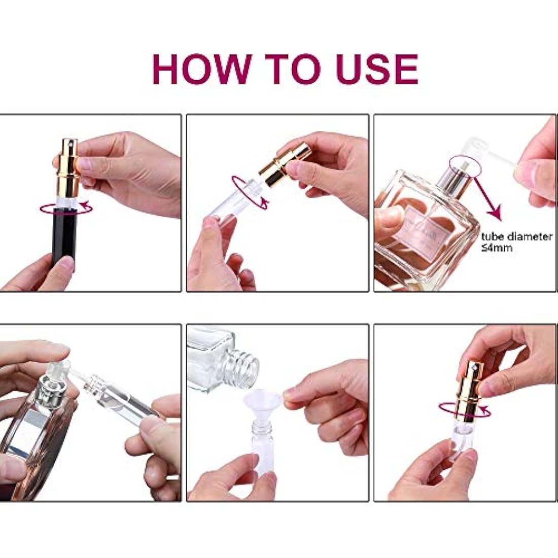 Travel Perfume Atomiser Bottle Refillable, 3 Pcs 6ML Leak Proof Aftershave Atomiser Spray Bottle Refillable Small Perfume Refill Bottle Travel Essentials Mini Perfume Decanter