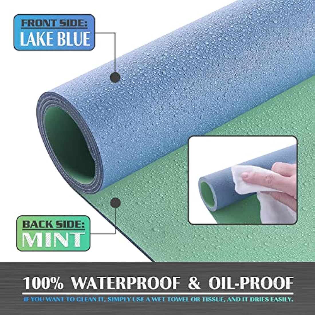 K KNODEL Large Office Leather Desk Mat, Mouse and Keyboard Pad, Computer and Laptop Mat, Desktop Protector and Cover, Writing Pad and Blotter (80x40cm, Lake Blue)