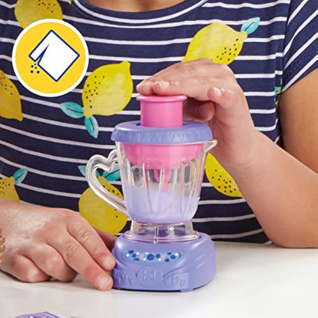 Baby Alive Magical Mixer Baby Doll Blueberry Blast with Blender Accessories, Drinks, Wets, Eats, Black Hair Toy for Children Aged 3 and Up
