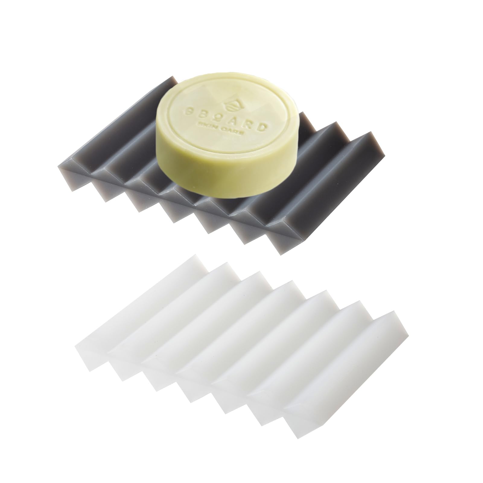 SHIMOYAMA Silicone Soap Dish, 2 Pack, Self-Draining Soap Holder Tray, Soap Saver for Shower, Bathroom, Sink, Multifunctional Holder for Brushes,