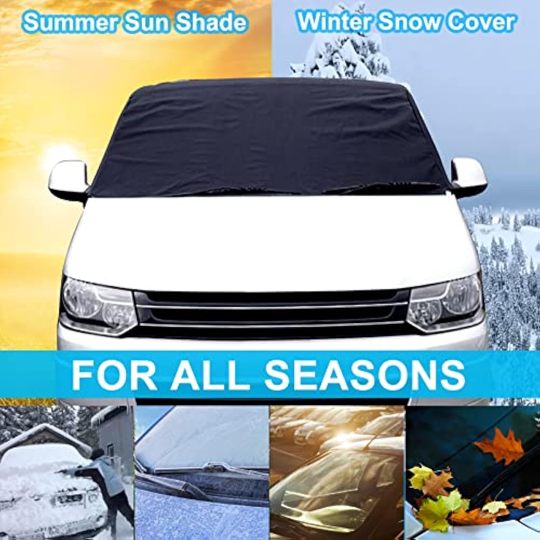 CICMOD Windscreen Cover Front Window Sunshade Frost Snow Screen Wrap Cover for VW T5 Van - Black
