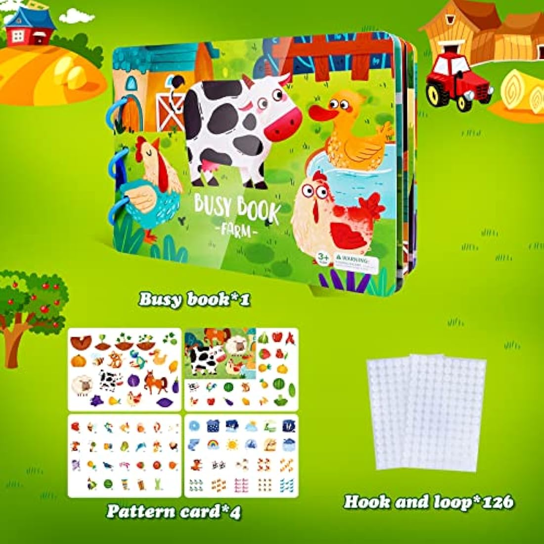 ASTARON Montessori Busy Book for Toddlers 3 4 5 6 Year Olds, Farm Theme Activity Books for 3+ year Olds, Kids Learning Educational Toys Autism Sensory Toys, Birthday Gift for Kids