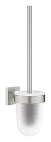 GROHE Start Cube Toilet Brush Set (Material: Glass and Metal, Wall Mounted, Durable Sparkling Sheen, with Screws and Dowels), Size 399 mm, Easy to Fit
