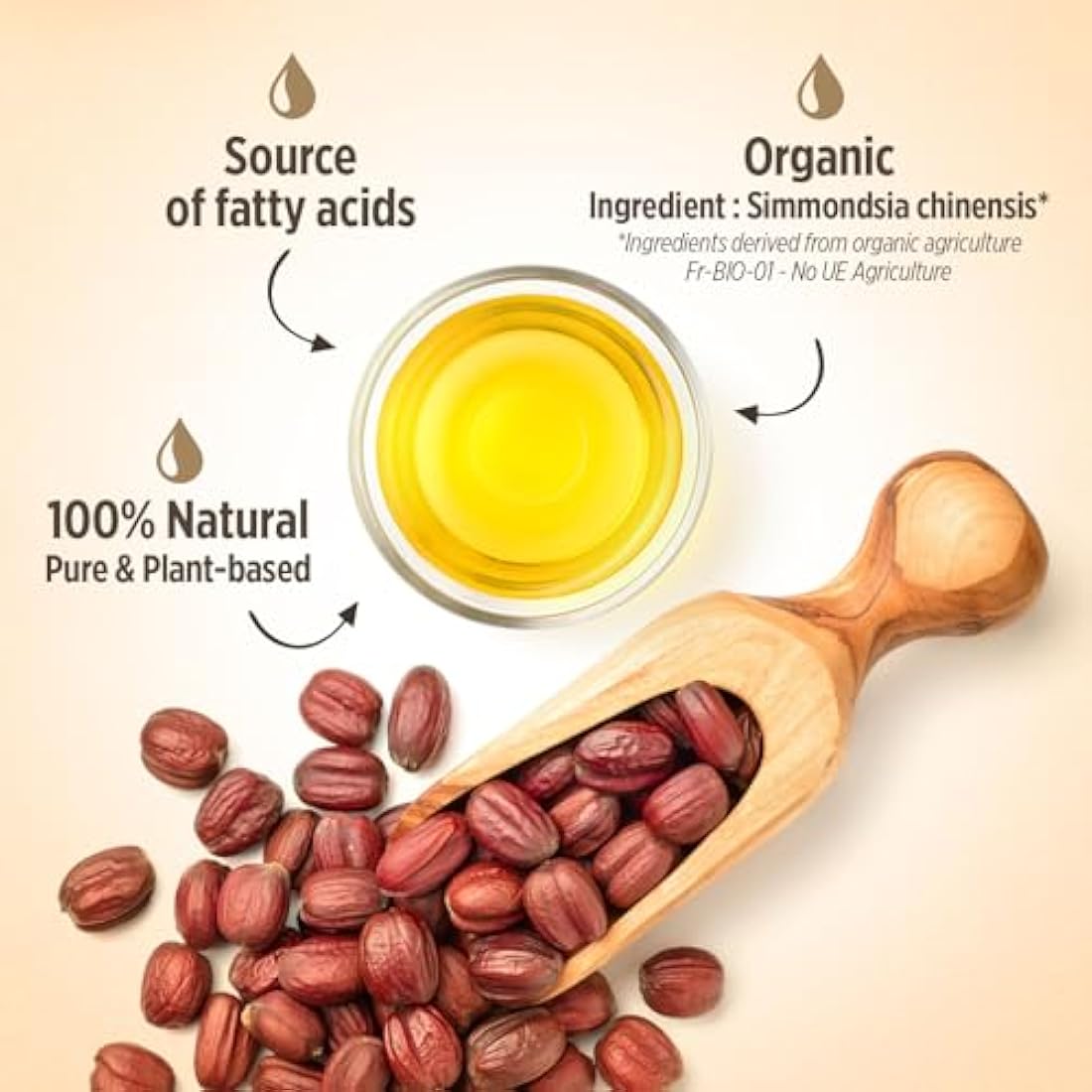 Organic Jojoba oil 900 ml - Pure & Natural - Cold Pressed
