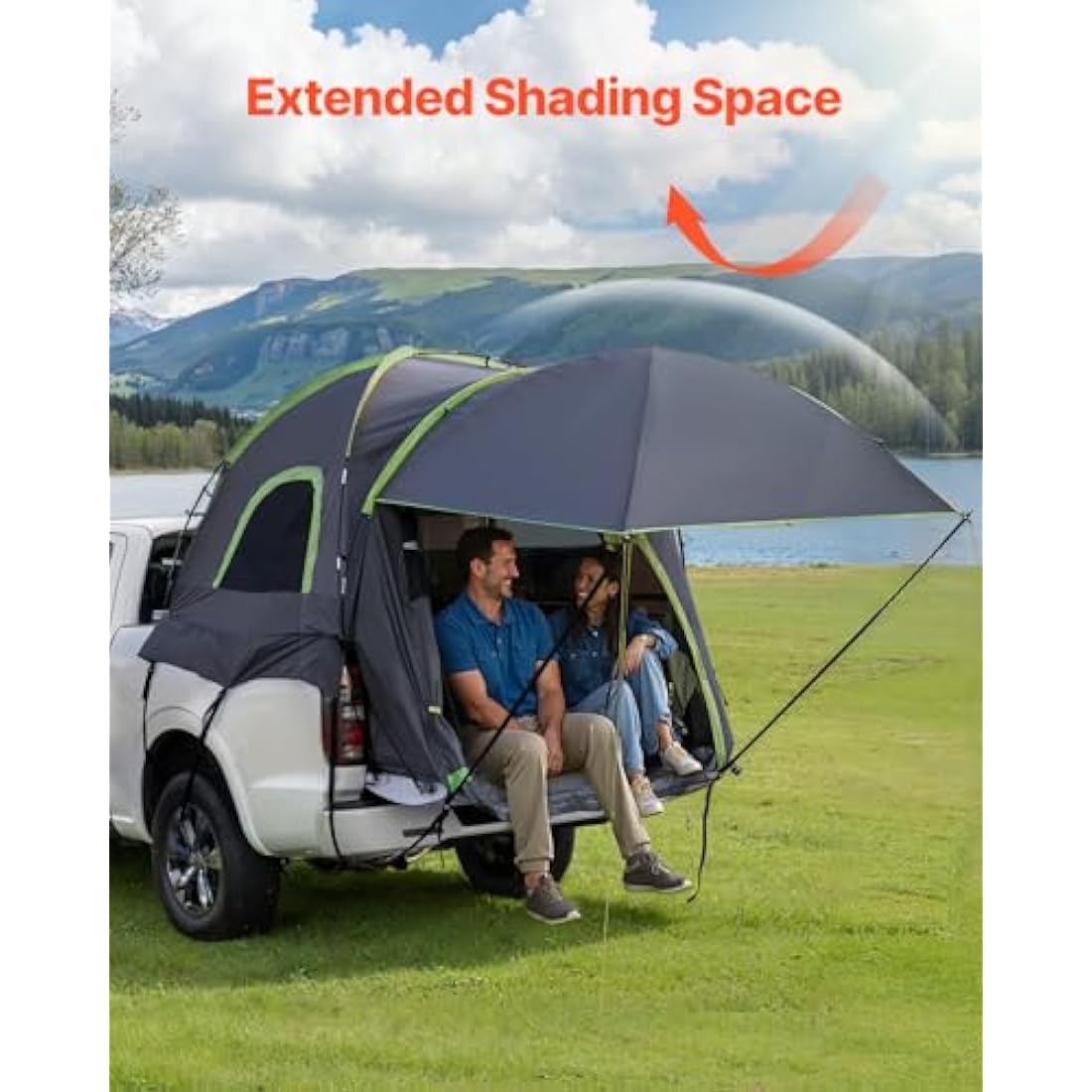 VEVOR Waterproof PU2000mm Spacious Double Layer Design, SUV Camping Tent with Shade Awning and Mesh Windows, Includes Rainfly and Storage Bag