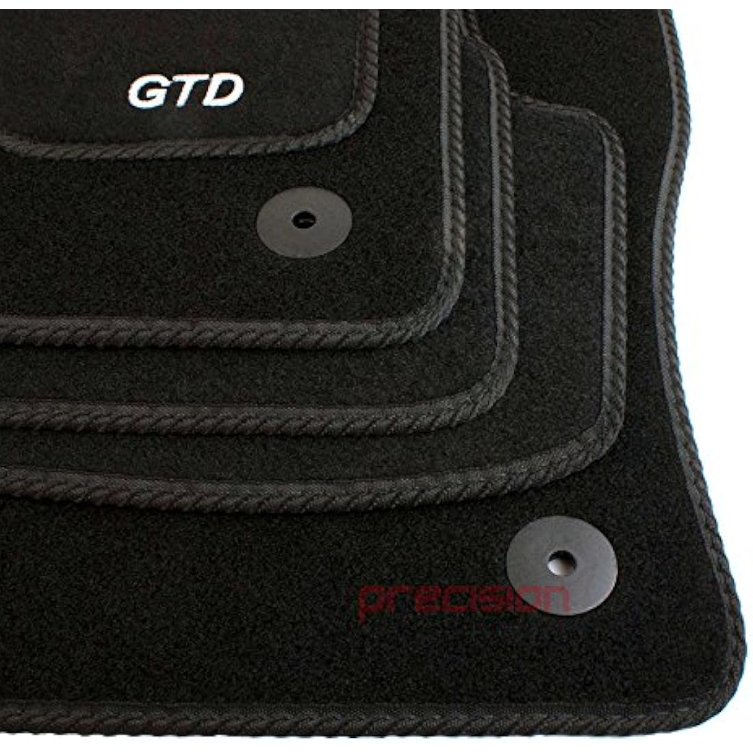 Precision Black Car Mats with GTD Logo For VW Golf MK7 (2013-2020) - SSQGTD42