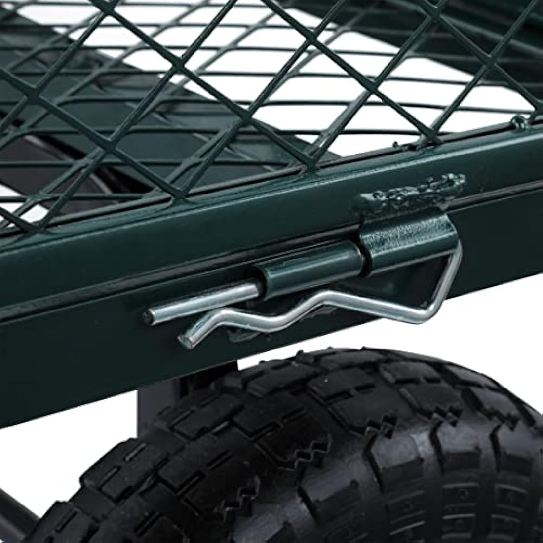 MOUNTALL Utility Steel Garden Cart Trolley 350kg Heavy Duty Black Mesh Gardeners Wagon, Folding Sides, 10 inch Pneumatic Tyres, Outdoor Cart for Gardening, Festivals, Camping