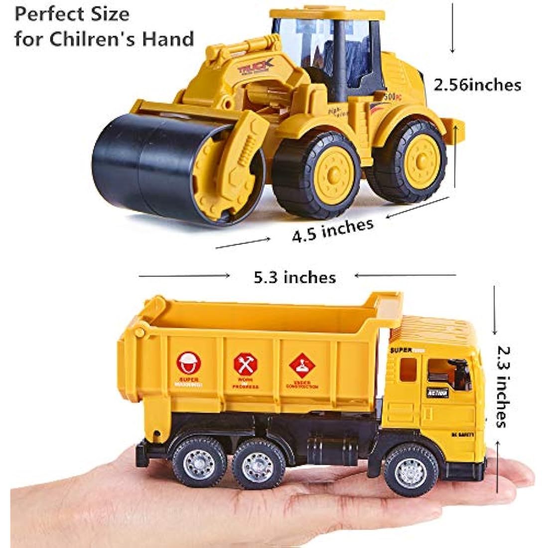 Yetech 7-1n-1 Construction Vehicles Toys Set with Play Mat - 7 Sturdy Engineering Trucks Toys, 27.6 * 31.5inche Play Mat, Christmas Birthday Gift for Toddlers Boys 3 4 5 6 7 Years Old