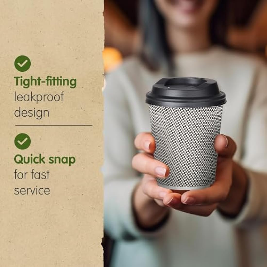 Signature Packaging - Ripple Coffee Cup Lids - 12oz, 16oz (345ml, 473ml) - 500 Pack