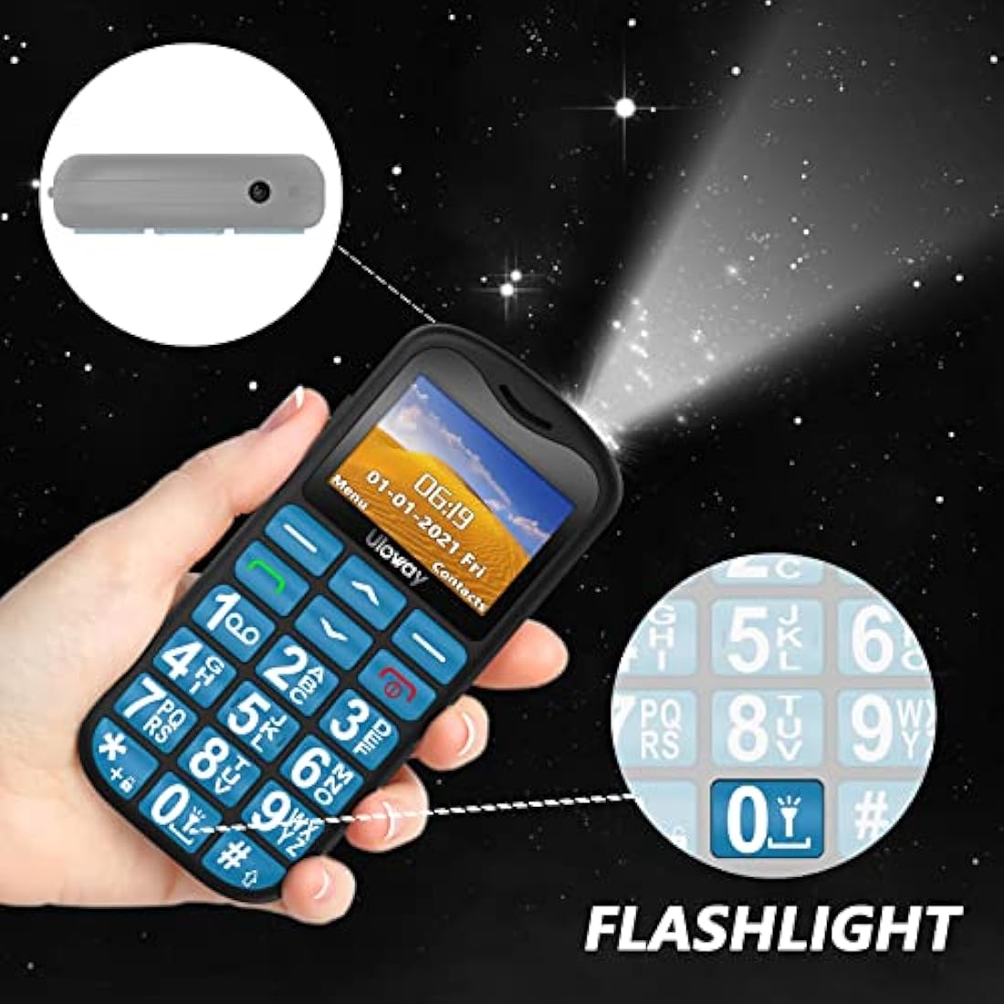 uleway 2G Big Button Mobile Phone for Elderly, Unlocked Dual Sim Free Senior Mobile Phones, Easy to Use Pay as You Go 1.77" LCD Display, SOS Button, Talking Numbers, Torch, 800 mAh Battery - Blue