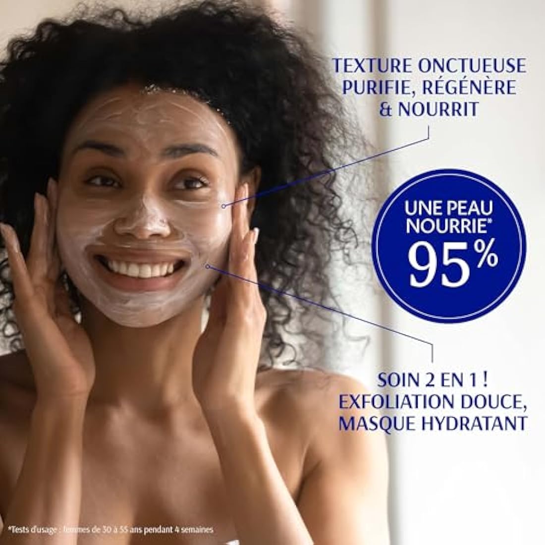 IUM Paris - 2-in-1 Face Mask & Exfoliating Face Scrub - 99% Natural Ingredients - Enriched with Silicon for Hydration and Regeneration - Organic, Vegan - Suitable for All Skin Types - 50ML