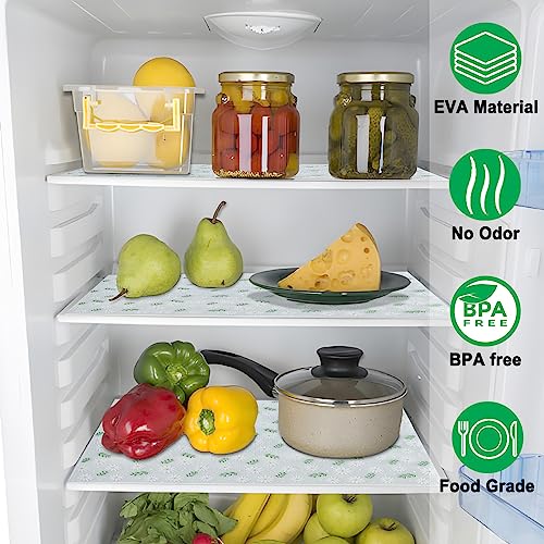 KIMCHOMERSE Shelf Liner Non Adhesive Drawer Liner for Kitchen Cabinets, Refrigerator Liners Waterproof Cupboard Liner for Shelves -Leaf Daisy 60x500cm