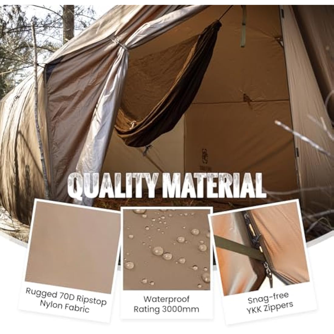OneTigris TEGIMEN Hammock Hot Tent with Stove Jack, Spacious Versatile Wall Tent with Snow Skirt, 3000mm Waterproof with Zippered Tent Bag (Ranger Green)