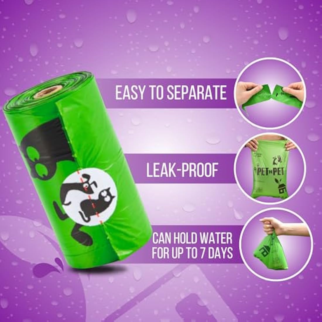 PET N PET 1080 Count Poo Bags Dogs USDA 41% Biobased 72 Thick Dog Poop Bags Rolls 9x13 Leak-Proof Lavender Scented