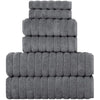BERIBO Turkish Towel Set 100% Cotton (Cloud) 6 Pieces, 620gsm (Grey)