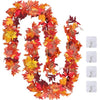 TENQUAN 2 Pack Artificial Autumn Maple Leaves, 5.7 FT Autumn Garland Decoration Fall Hanging Plant Leaves 175cm/Piece Halloween Thanksgiving Party Decor for Home Wall Garden Rireplace Stair (Red)