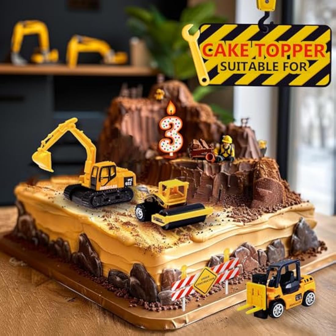 Oriate Construction Vehicles Toys, Engineering Vehicles Set Mini Digger Cake Toppers Dumper Bulldozer Dump Truck Small Toy Car Set for Kids Children Boys Girls, Gifts for Age 3 4 5 6 Year Olds