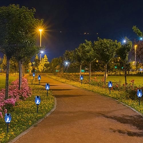 Solar Lights Outdoor Garden, 12 Pack Solar Flame Lights LED Warm Flickering Flames Waterproof Solar Torch Lights Garden Ornaments Landscape Lighting Auto On/Off for Pathway Yard Patio Decoration(Warm)
