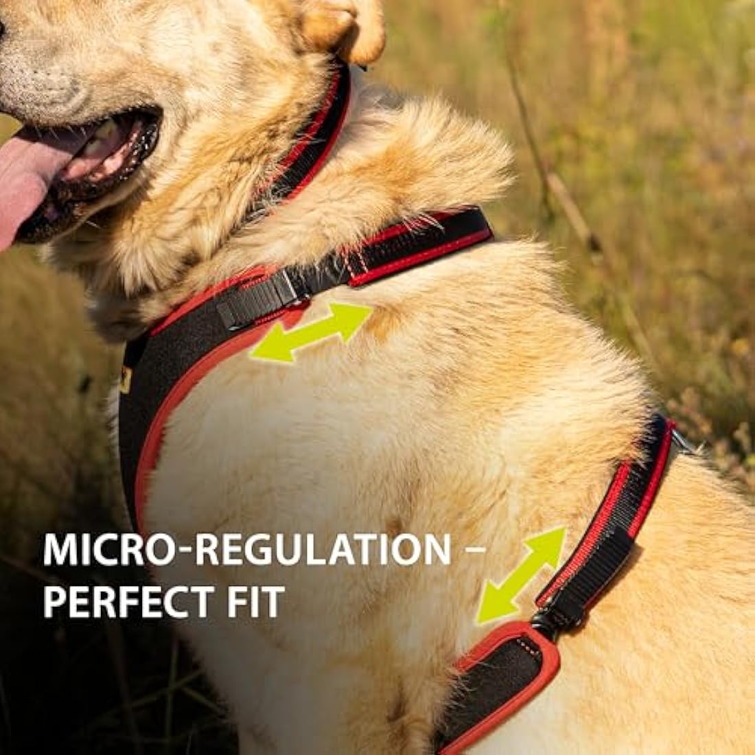 Ferplast Large Size Dog Harness ERGOCOMFORT LARGE, Adjustable Dog Harness, Comfortable, Padded, Double Micro-adjustment Closure, Quick Release, Red