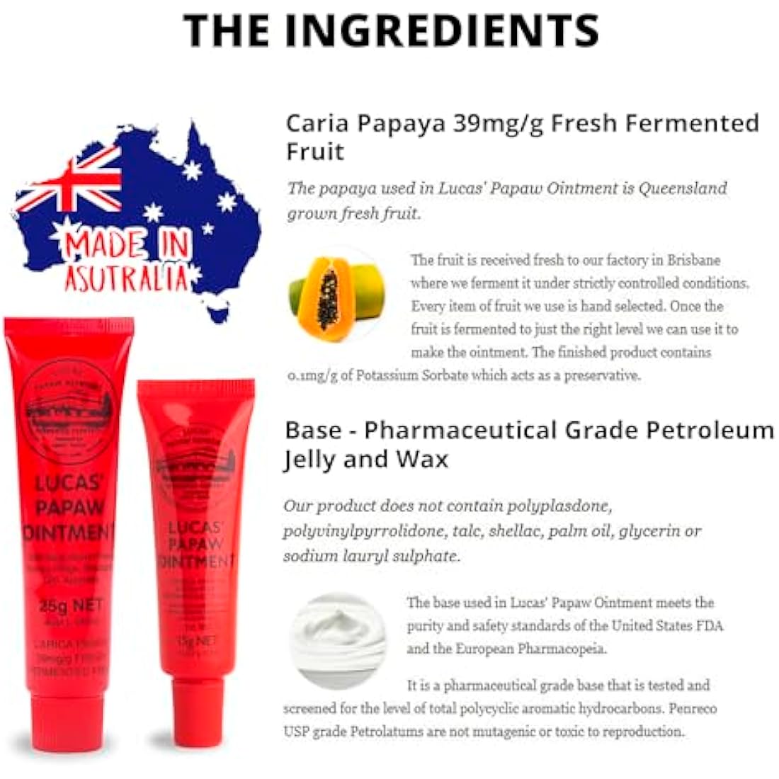 Lucas Pawpaw Lip Ointment, Lucas Pawpaw Cream, Lucas Pawpaw Ointment for Lips & Dry Skin (2x15 Gram plus 2x25 Gram)