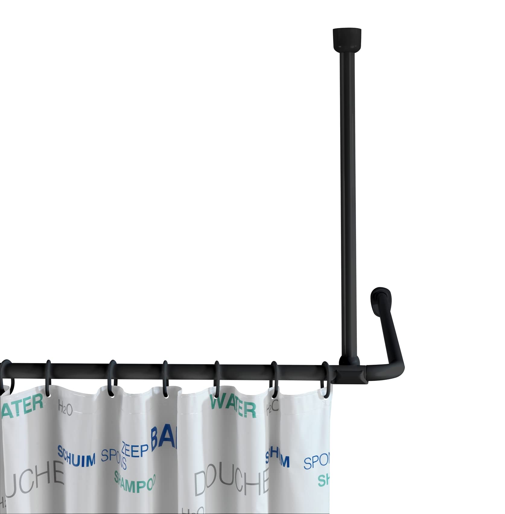 WENKO Shower Rail Holder, Aluminium, Black/Black, 57 cm