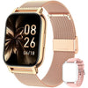 Popglory Smart Watch for Women Men Answer/Make Calls, 1.85" Smartwatch 44mm 2 Straps & Split Screen, 100+ Sports Fitness Watch with Blood Pressure/Oxygen/Heart Rate Monitor for iOS and Android
