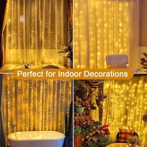 yowin Curtain Lights 600 LED 6m x 3m Gazebo Lights Mains Powered with Timer, 8 Modes Curtain Fairy Light Outdoor Waterproof Wall Hanging Light for Pergola Indoor Bedroom Wedding Garden Decorations