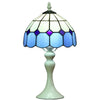 Bieye L30042 Mediterranean Tiffany Style Stained Glass Table Lamp with 8 inch Wide Blue Shade, 15 inch Tall