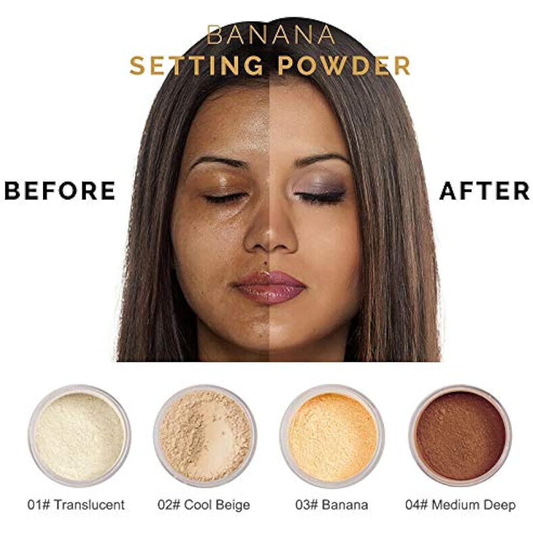 AQUAPURITY - PHOERA Loose Makeup Setting Matte Face Powder + Puff, Long Lasting Lightweight Foundation Make Up Fixer Beauty Blender Highlighter Palette Flash Photography (103 - Banana)