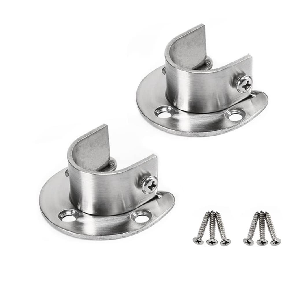 KAFENDA 2pcs Wall Mounted Clothes Pole Rack, Clothes Rod Rack, Wardrobe Rod End Socket, Shower Curtain Rod Socket, U Flange Rod Bracket for 1.26 inch