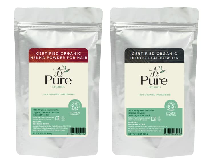 It's Pure Certified Organic Henna 100g & Organic Indigo 100g