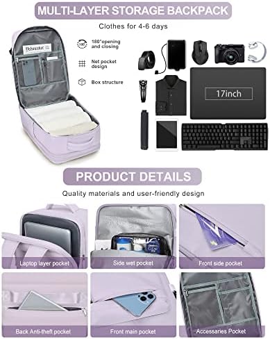 VGCUB Arge Travel Backpack, Unisex Airline Approved Gym Backpack with Laptop Compartment, 40L, Nylon, Water Resistant, Solid Black
