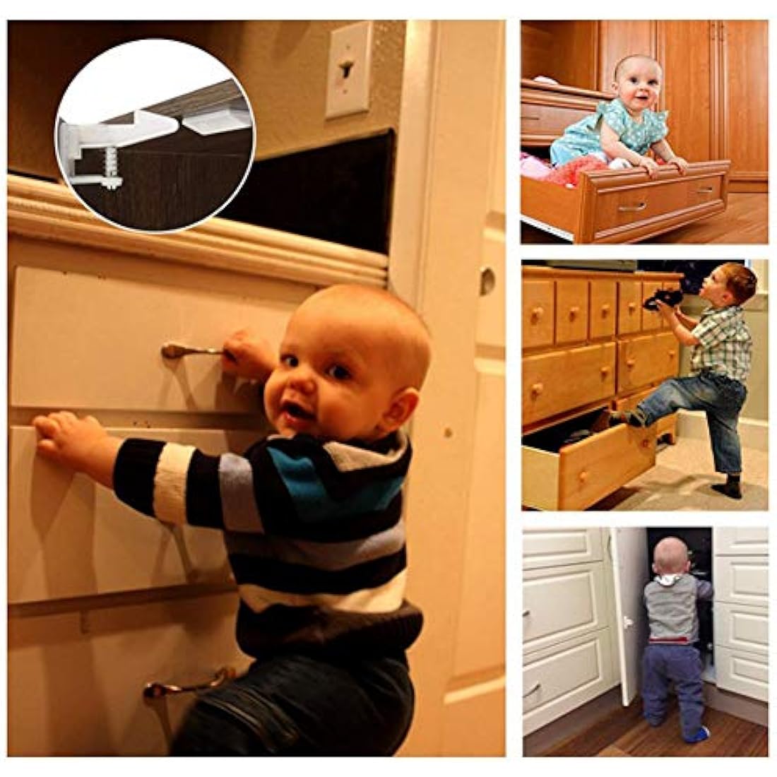 Baby Corner Guards, Fairy Baby 17Pcs Baby Proofing Kit Child Safety 1 Edge Protection 19.68 ft + 8 Corner Protectors +2 Cabinet Latch Locks + 4 Cabinet Strap Locks+ 2 Door Stopper Guards
