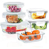 ROSOS Glass Food Storage Containers with Airtight Lids, 6 Pack Super Leak Proof Glass Containers with Lids, Not Easy Broken & BPA Free, Glass Food Containers for Freezer to Oven Safe, Grey