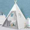 Wilwolfer Teepee Tent for Kids Foldable Children Play Tent for Girl and Boy with Carry Case 4 Poles White Canvas Playhouse Toy for Indoor and Outdoor Games (Grey Teepee Tent)