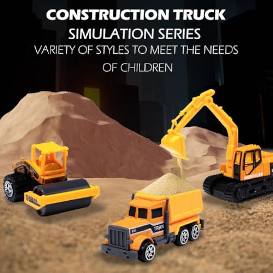 Oriate Construction Vehicles Toys, Engineering Vehicles Set Mini Digger Cake Toppers Dumper Bulldozer Dump Truck Small Toy Car Set for Kids Children Boys Girls, Gifts for Age 3 4 5 6 Year Olds