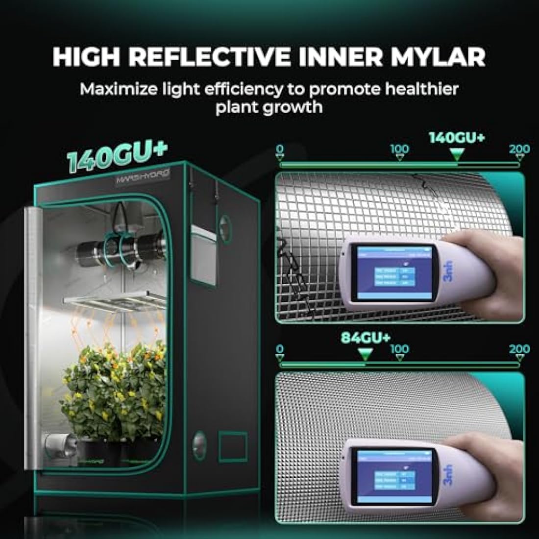MARS HYDRO 5x5 Grow Tent, 60"x60"x80" Reflective Mylar Grow Tents with Removable Floor Tray View Window for Indoor Plant Growing Room for TS3000/2xSP3000/FC-E6500