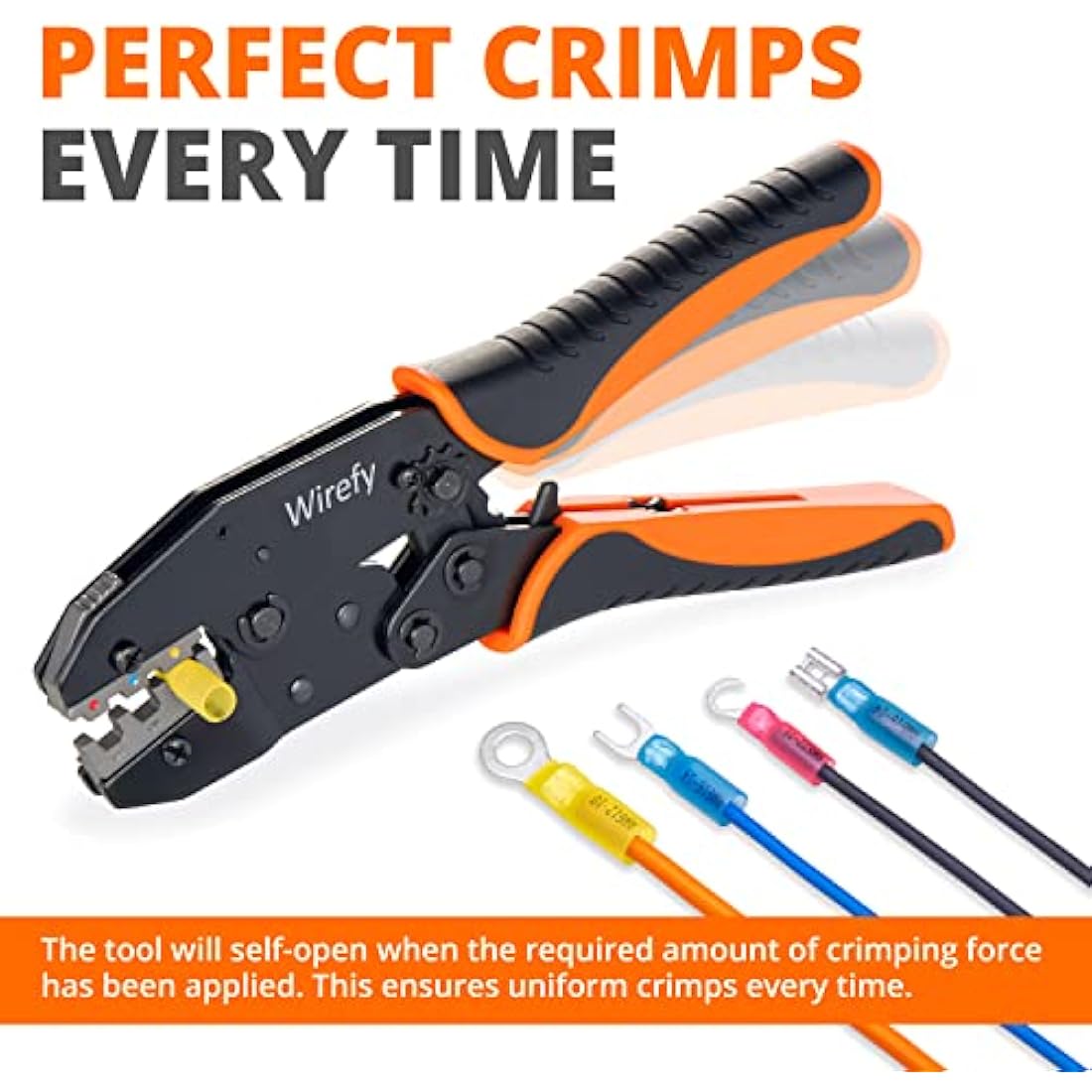 Crimping Tool for Heat Shrink Connectors - Ratcheting Wire Crimper - Crimping Pliers - Ratchet Terminal Crimper - Wire Crimp Tool by Wirefy