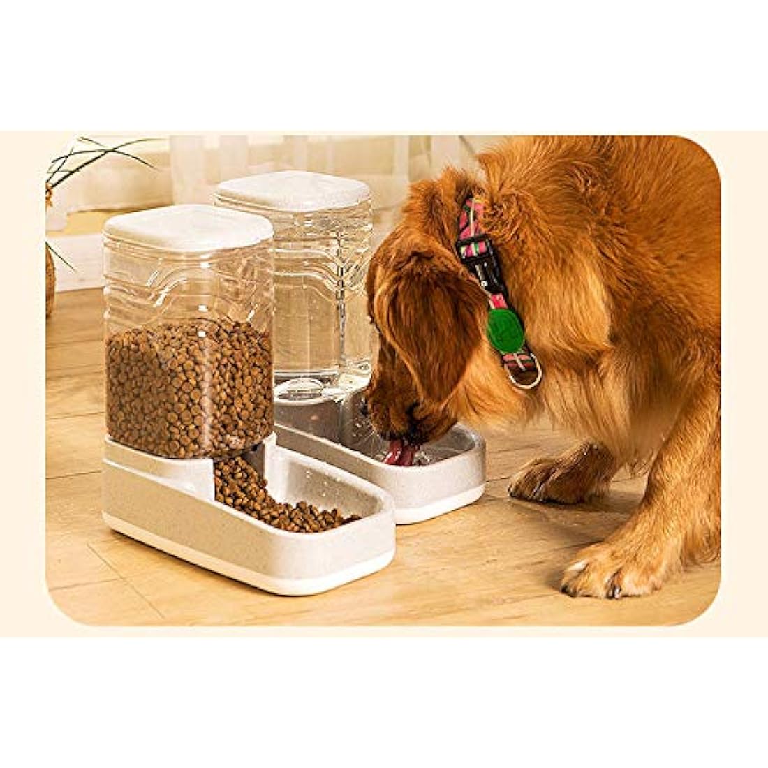 Old Tjikko Automatic Feeder and Waterer Set, Dog Cat Food Feeder and Water Dispenser 3.8L, Gravity Pet Feeder for Small Medium Big Pets