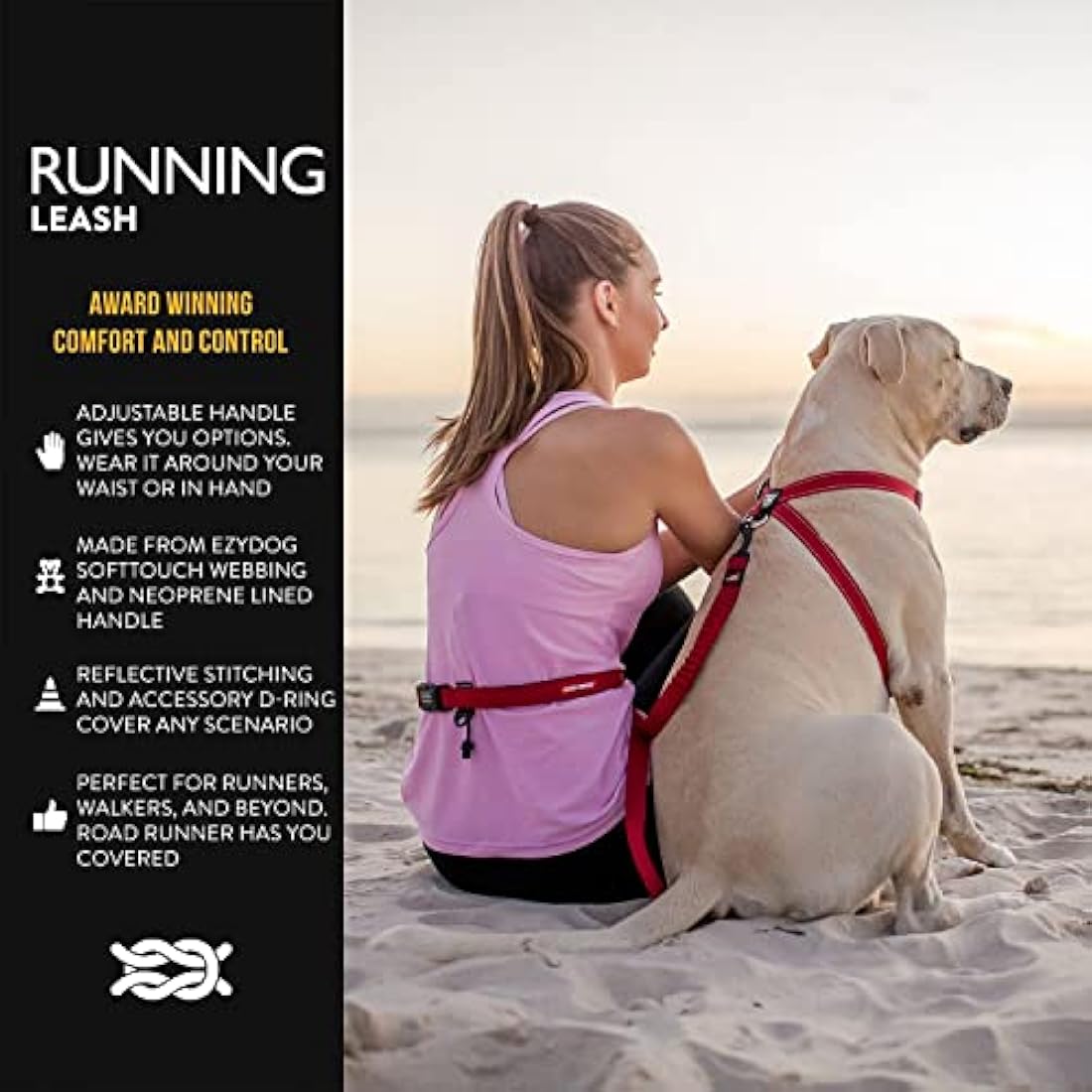 EZYDOG Road Runner Lead - Comfortable Padded Handle, Reflective Thread, 1.8M (Grey) for Small, Medium & Large Dogs