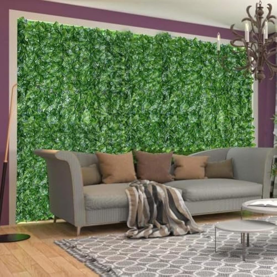 REOVE Artificial Ivy Privacy Fence, Green Plastic Leaf Fence Panels Artificial Leaf Screen Hedge Privacy Fence Roll Wall Landscaping for Outdoor Decor, Garden