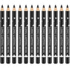 Go Ho 12 PCS Black Eyebrow Eyeliner Pencil Set, Waterproof Eyebrow Pencil,Long-lasting Sweat-proof Eyeliner Makeup Brow Tint Pen（Black）