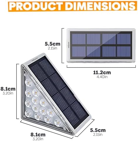 Adyos 6 Pack Solar Step Lights Outdoor, Outside Waterproof LED Deck and Stair Lights, Triangle Solar Powered Decorative Lighting for Garden & Patio & Porch & Yard & Pathway & Walkway (Cool White)