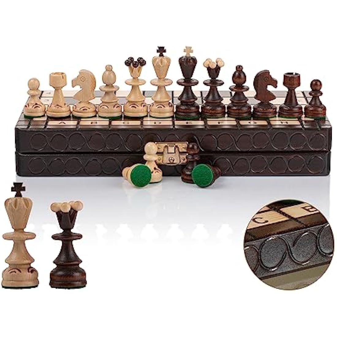 Master of Chess Wooden Chess Set with Pieces 35 cm / 14 in - Handcrafted Foldable and Small Chess Board Game for Adults and Kids