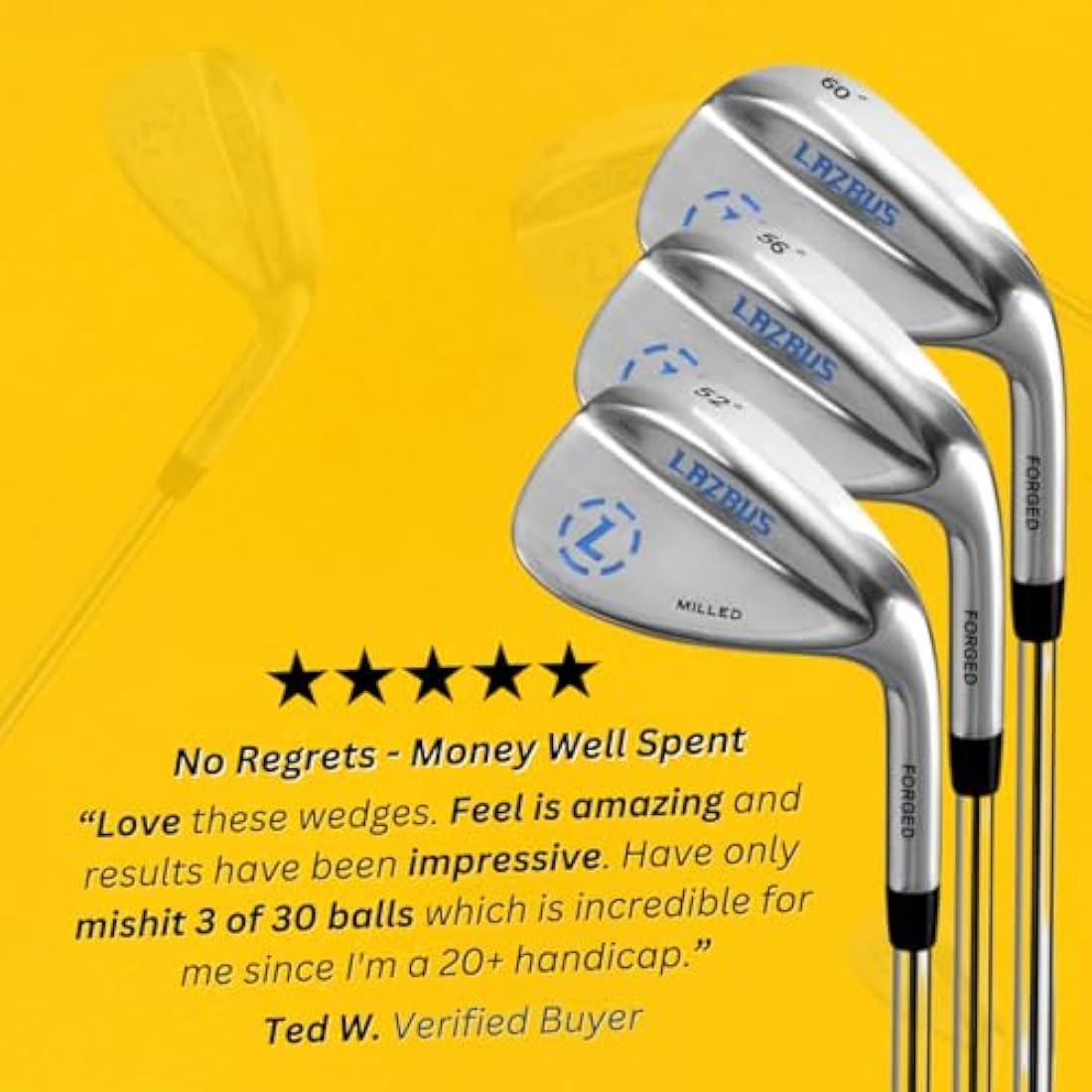 LAZR Premium Forged Golf Wedges - 52 56 60 Degree - Singles or Set For Men